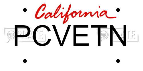 PCVETN California License Plate