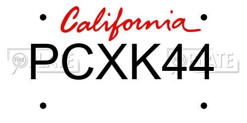PCXK44 California License Plate