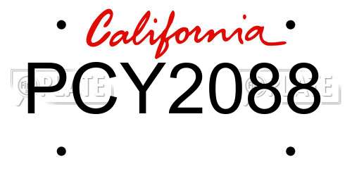 PCY2088 California License Plate