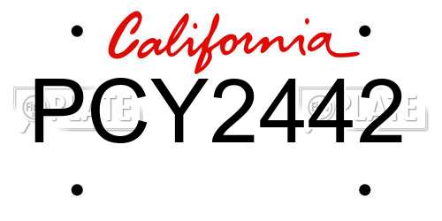 PCY2442 California License Plate