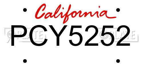 PCY5252 California License Plate