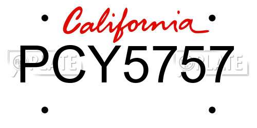PCY5757 California License Plate