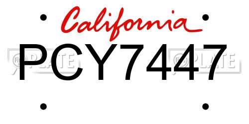 PCY7447 California License Plate