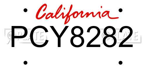 PCY8282 California License Plate
