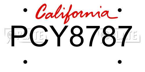 PCY8787 California License Plate
