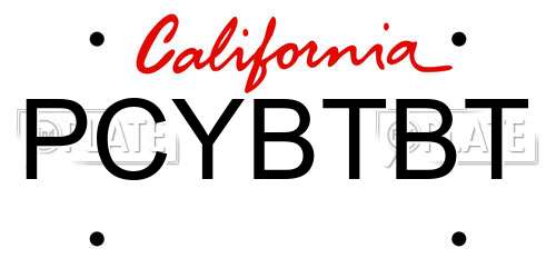 PCYBTBT California License Plate