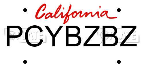 PCYBZBZ California License Plate