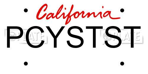 PCYSTST California License Plate