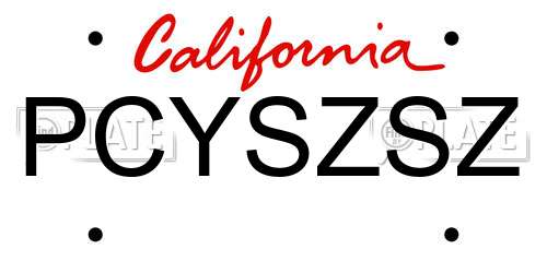 PCYSZSZ California License Plate
