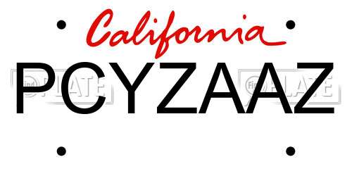 PCYZAAZ California License Plate