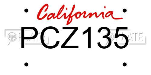 PCZ135 California License Plate