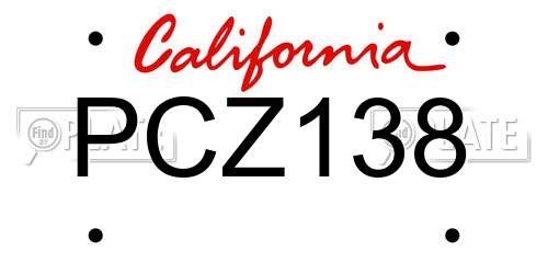 PCZ138 California License Plate