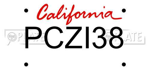 PCZI38 California License Plate