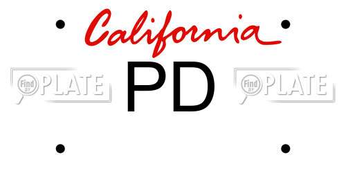 PD California License Plate
