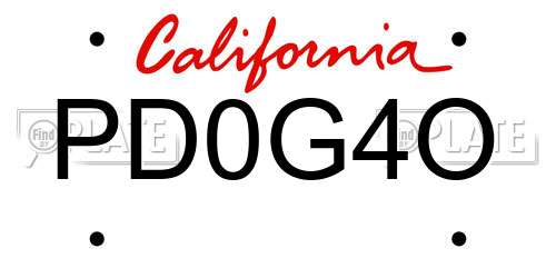 PD0G4O California License Plate