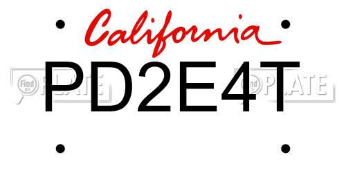 PD2E4T California License Plate
