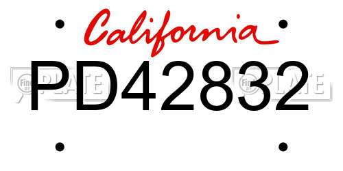 PD42832 California License Plate