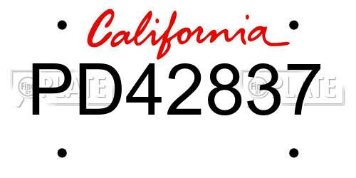 PD42837 California License Plate
