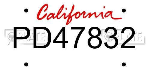 PD47832 California License Plate