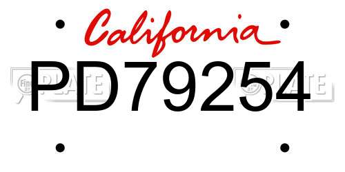 PD79254 California License Plate