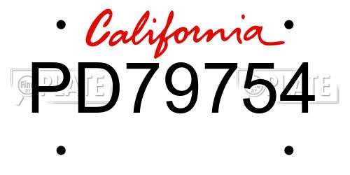 PD79754 California License Plate