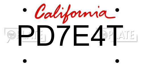 PD7E4T California License Plate