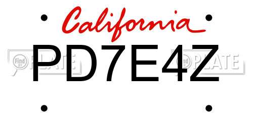 PD7E4Z California License Plate