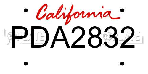 PDA2832 California License Plate