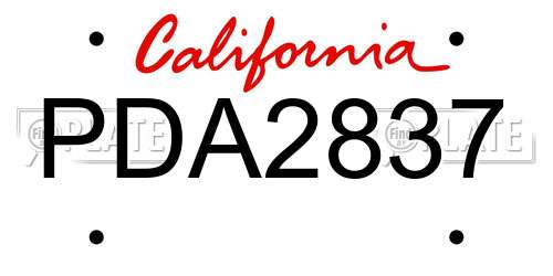 PDA2837 California License Plate