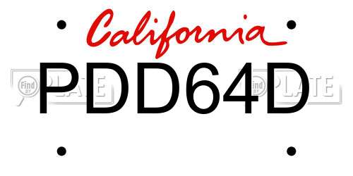 PDD64D California License Plate