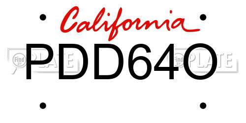 PDD64O California License Plate