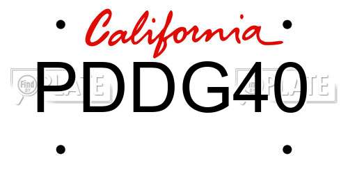 PDDG40 California License Plate