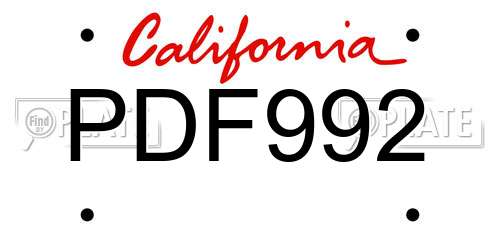 PDF992 California License Plate