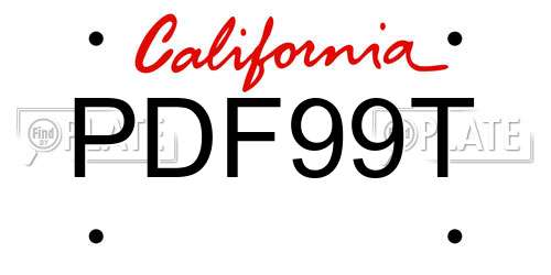 PDF99T California License Plate