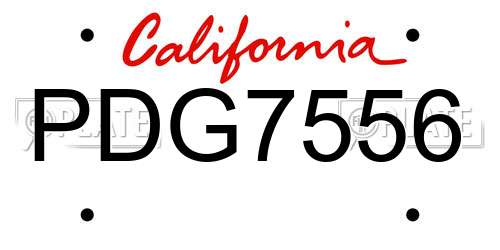 PDG7556 California License Plate