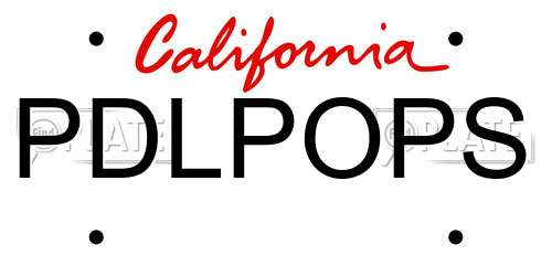 PDLPOPS California License Plate