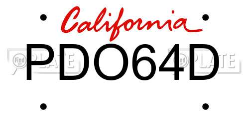 PDO64D California License Plate