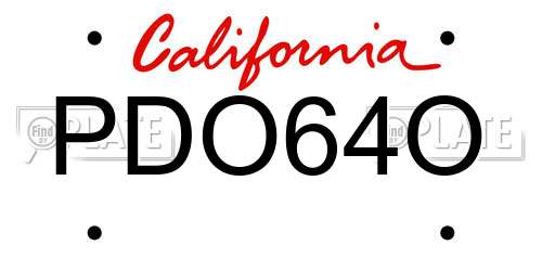 PDO64O California License Plate