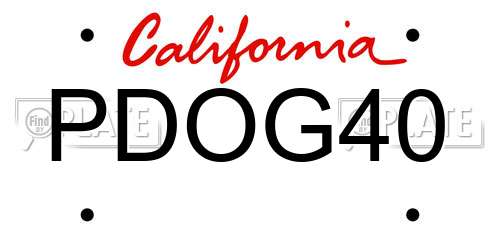 PDOG40 California License Plate