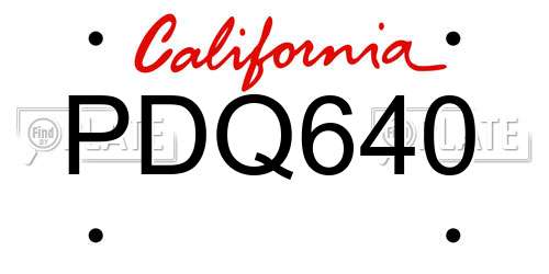PDQ640 California License Plate