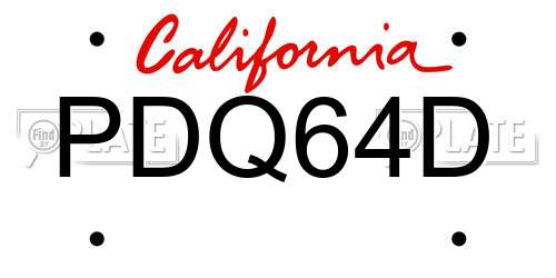 PDQ64D California License Plate