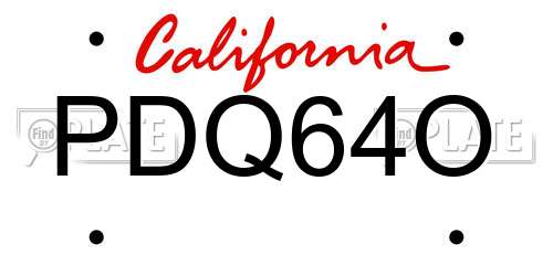 PDQ64O California License Plate