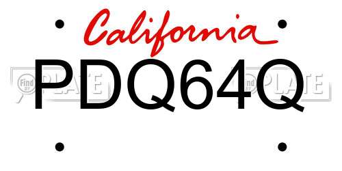 PDQ64Q California License Plate