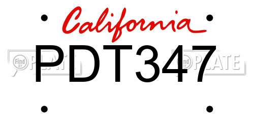PDT347 California License Plate