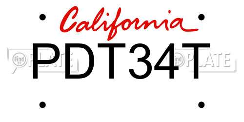 PDT34T California License Plate