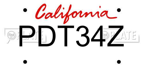 PDT34Z California License Plate