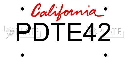 PDTE42 California License Plate