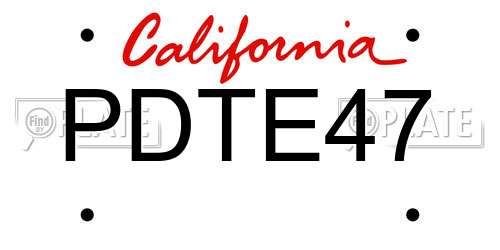 PDTE47 California License Plate