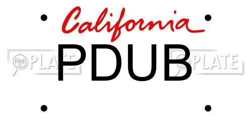 PDUB California License Plate