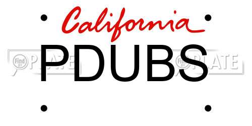 PDUBS California License Plate
